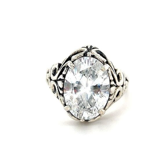 Large Zircon Sterling Silver Ring - Picture 1 of 11